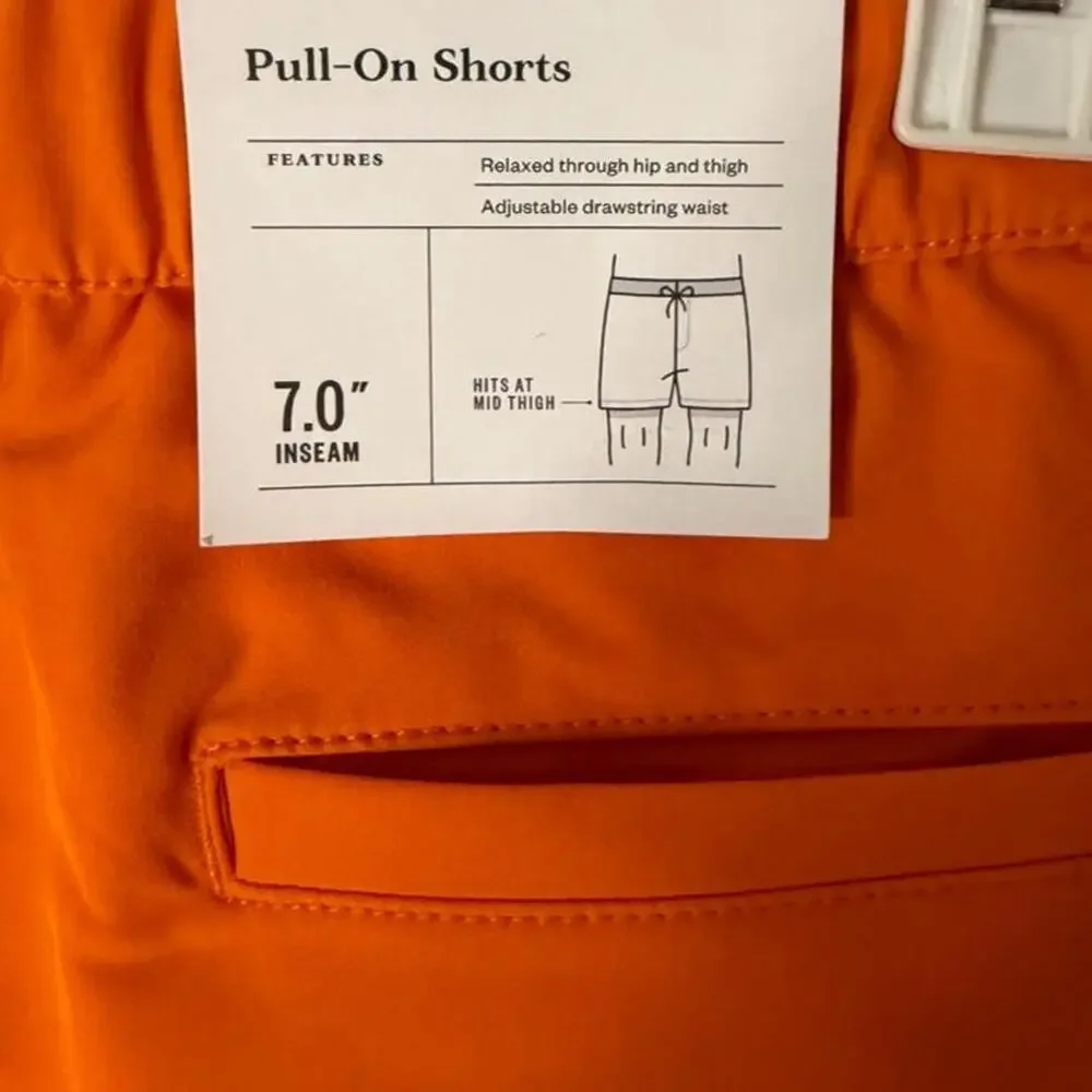 Mens bright orange drawstring shorts